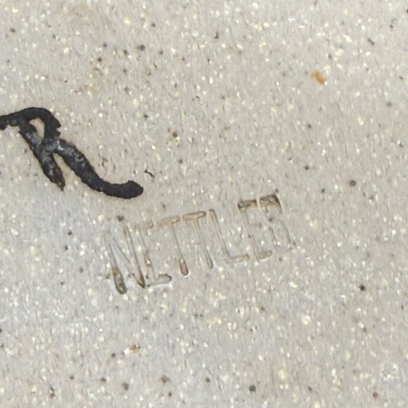 Handmade Ceramic Serving Tray With Leaf Imprints & Dual Handles Stamped Nittler - Picture 4 of 5